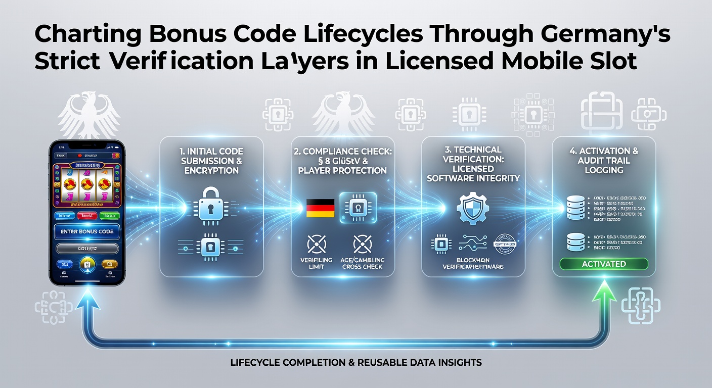 Illustration des Lebenszyklus von Bonus-Codes mit Verifizierungsebenen