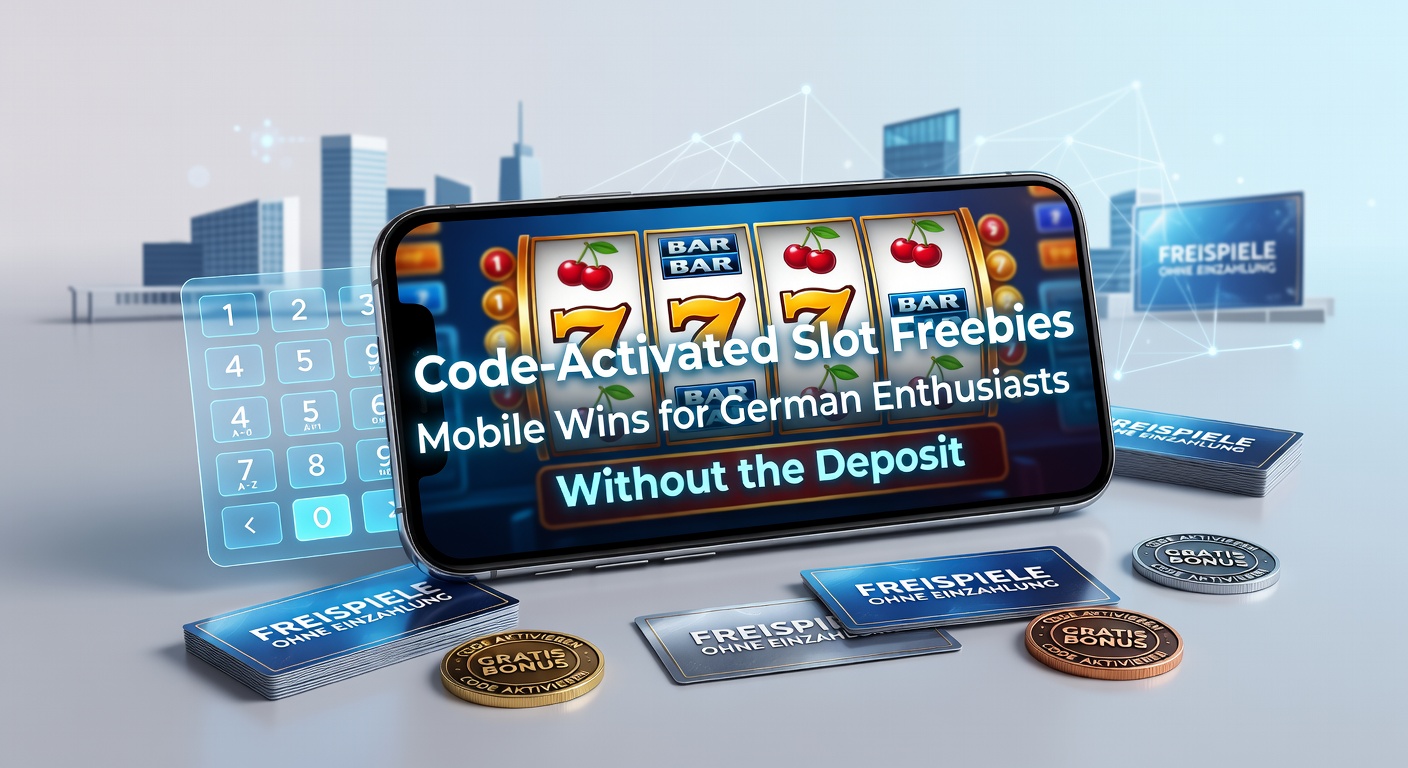 Smartphone mit leuchtenden Slot-Symbolen und Code-Eingabefeld für mobile Freebies