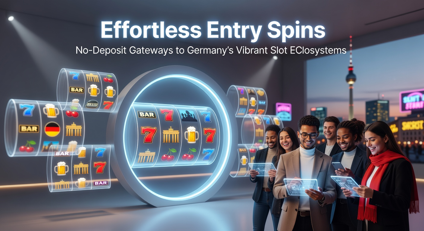 Bunte Slot-Maschinen mit einlagelosen Bonus-Symbolen auf einem modernen deutschen Online-Casino-Hintergrund