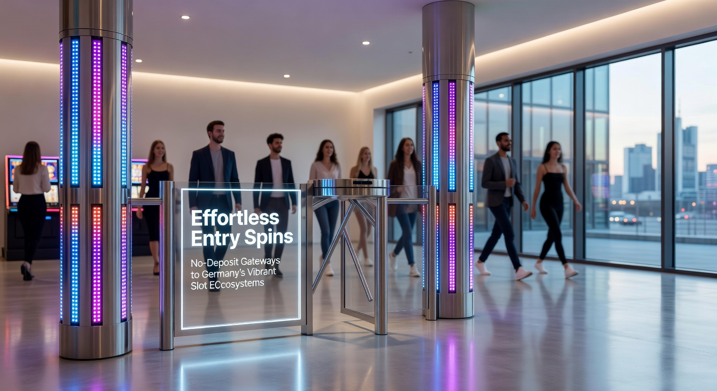 Detaillierte Darstellung eines No-Deposit-Bonus-Menüs auf einer deutschen Slot-Plattform mit Freispiel-Anzeigen und Walzen-Symbolen