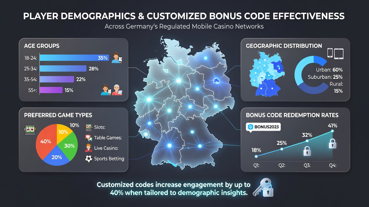 Darstellung demografischer Daten und mobiler Casino-Nutzung in Deutschland mit Fokus auf Altersgruppen und regionale Verteilungen